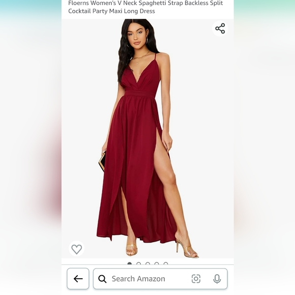 Red, large, deep plunge, low back maxi dress, size large - Picture 4 of 4